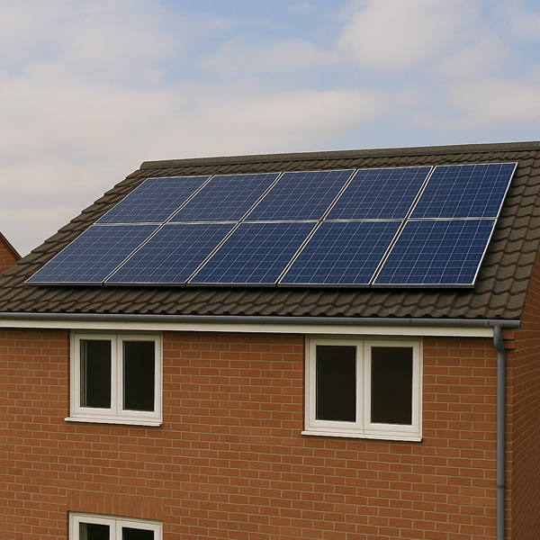Solar array on a pitched UK roof, showing orientation and tilt